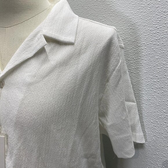 Blanco By Nature Men’s Textured Cotton Button Shirt Size L White - Picture 11 of 14